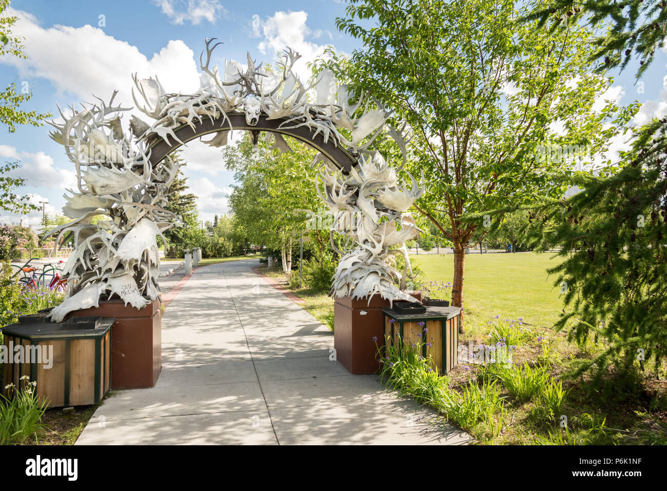 The Gateway to Fairbanks, Moose Antler Arch in Griffin Park downtown
