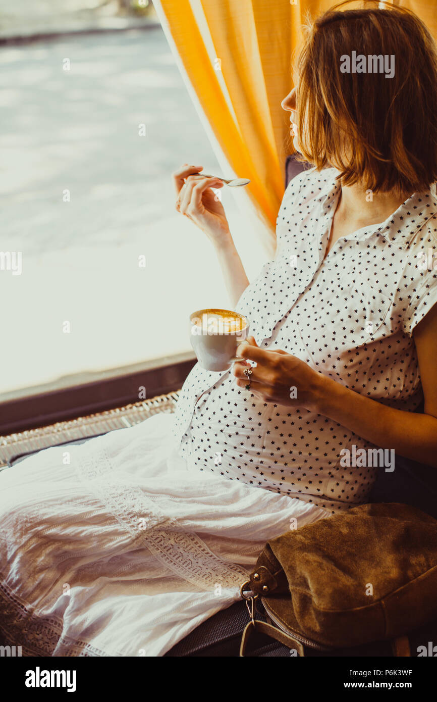 Morning coffee for a pregnant woman Stock Photo Alamy