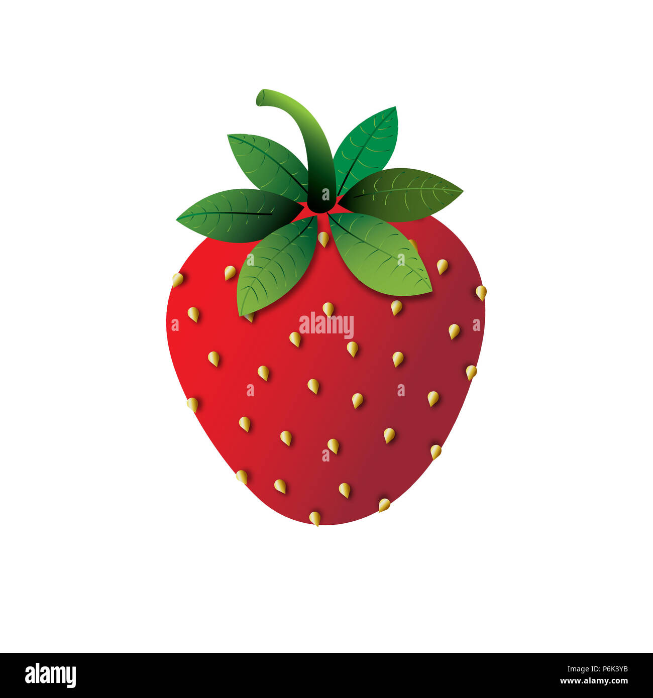 Illustration of a realistic strawberry against a white background. Fresh, modern, bright. Stock Photo