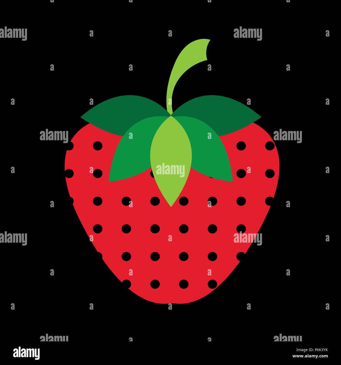Illustration of a strawberry against a black background. Modern, dramatic, fresh. Stock Photo