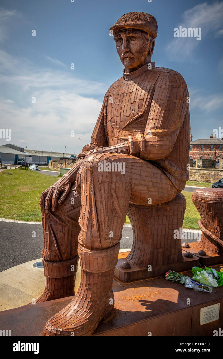 View of Fisherman Statue, North Shields Fish Quay, North Shields
