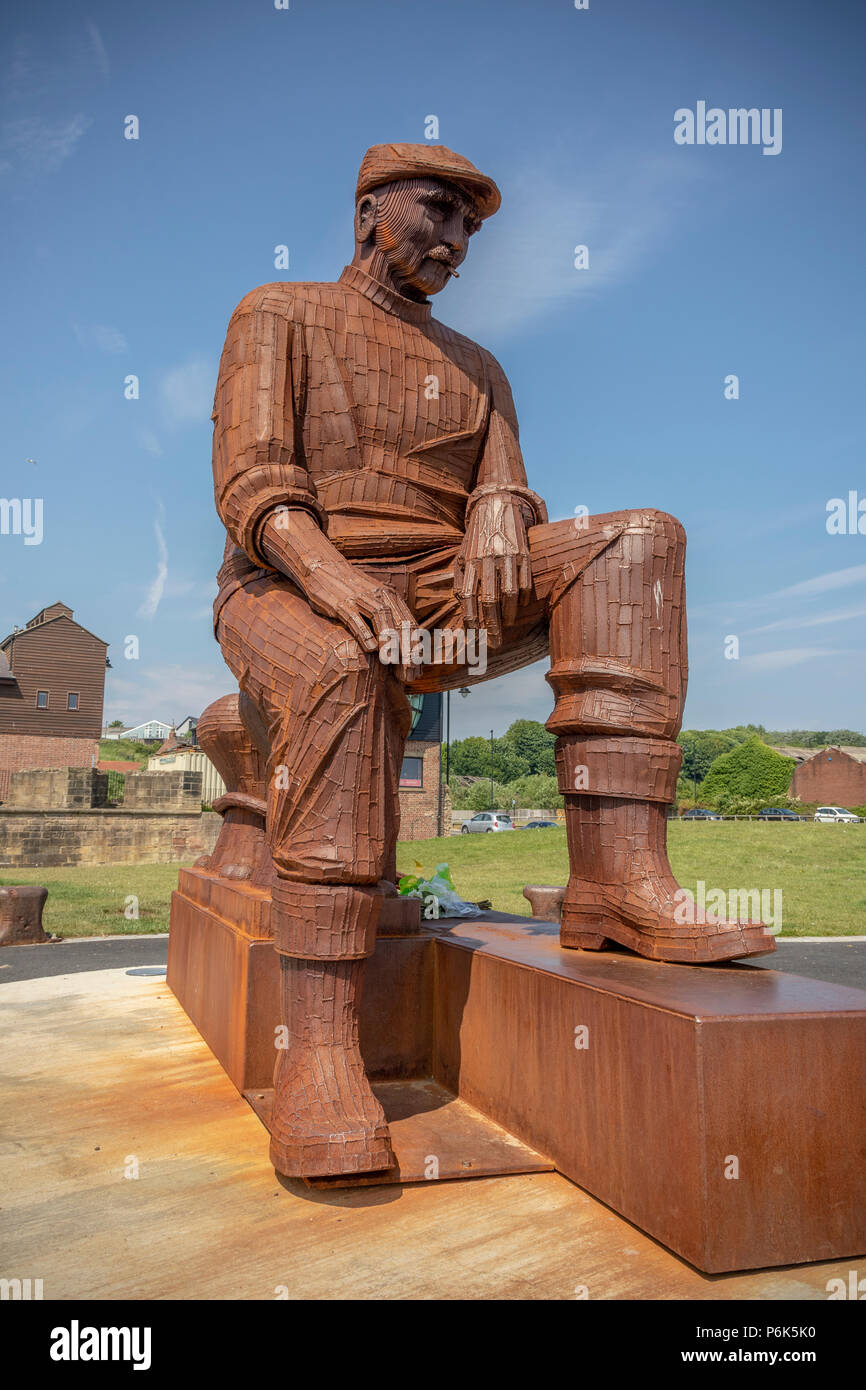 View of Fisherman Statue, North Shields Fish Quay, North Shields