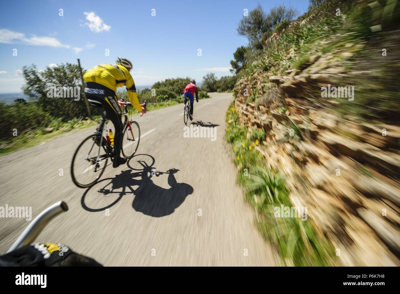 Ciclistas En El Puig De Cura Algaida Mallorca Islas Baleares Espa a 