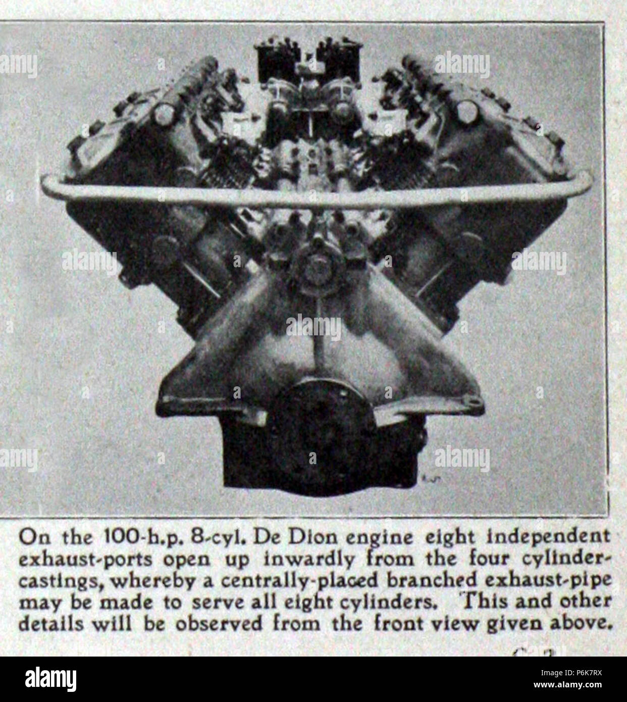 1909 De Dion-Bouton 100 HP V-8 cylinder engine, front view Stock Photo ...