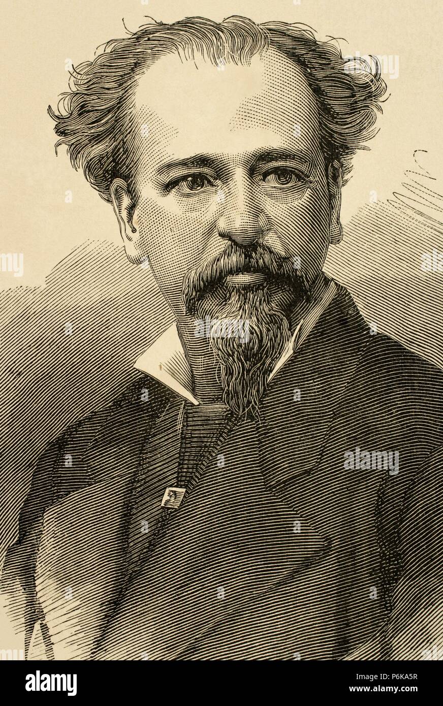 Juan Antonio Mateos Lozada (1831-1913). Playwright, novelist, poet and Mexican liberal politician. Engraving by A. Carretero. La Ilustracion Espanola y Americana, 1879. Stock Photo