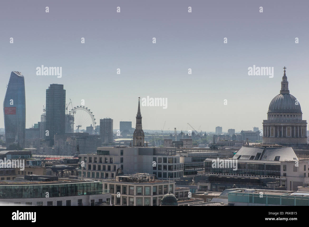 A view of the City of London and St Paul's Cathedral from an office window Stock Photo