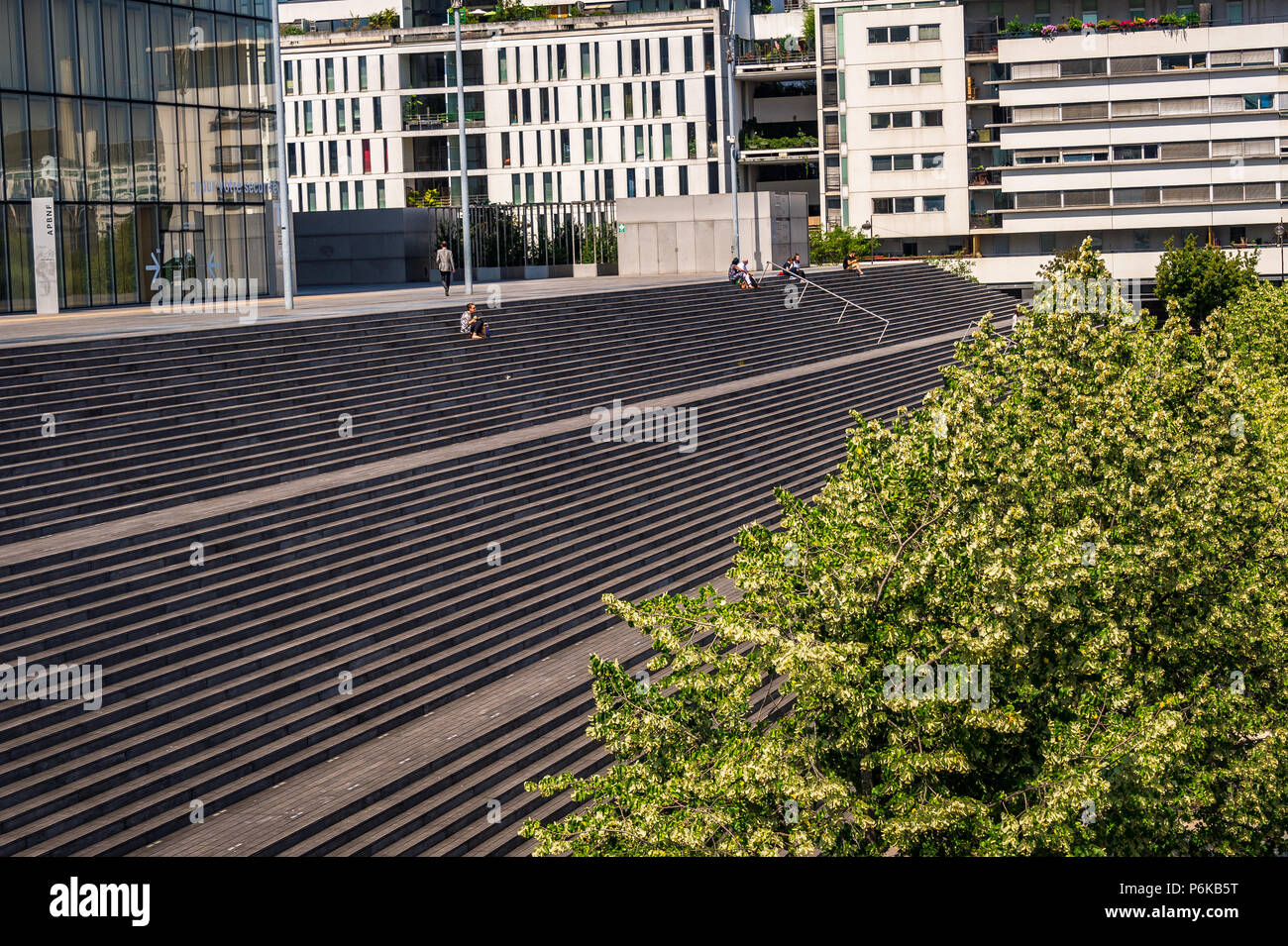 The steps in front of the Bibliothèque nationale de France, located in Paris, France. Stock Photo