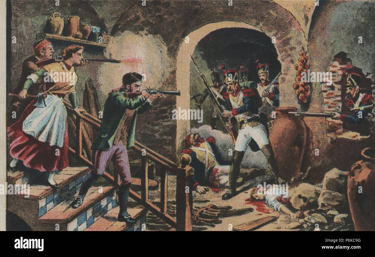 Guerra de la independencia. Año 1808. Combate de casa en casa en Zaragoza, en 1809. Stock Photo