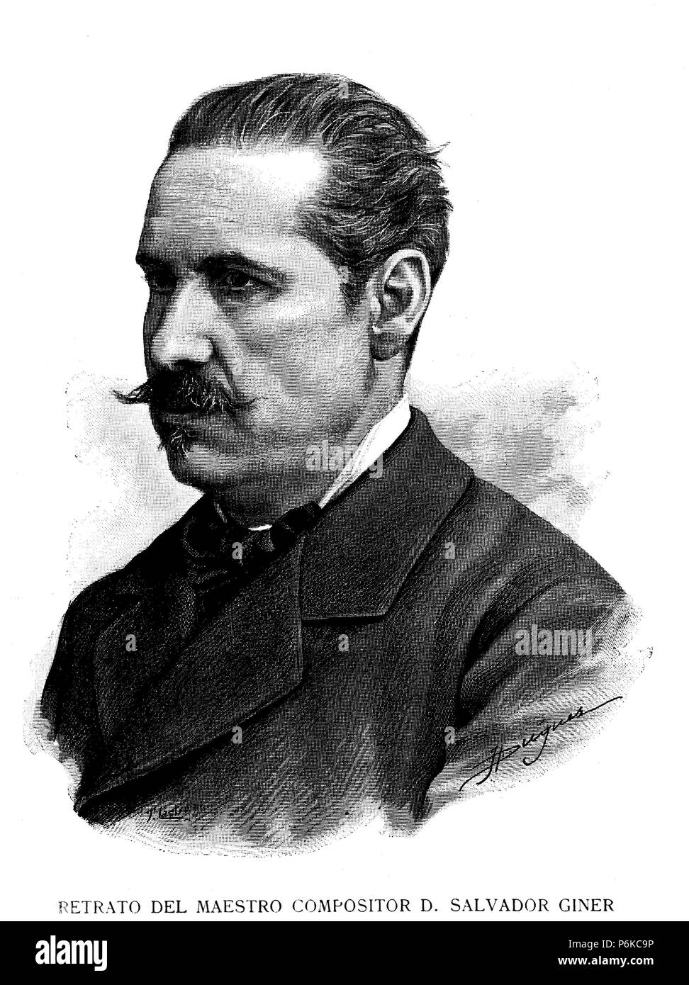 Salvador Giner Vidal (18321911). Compositor y músico español. Grabado