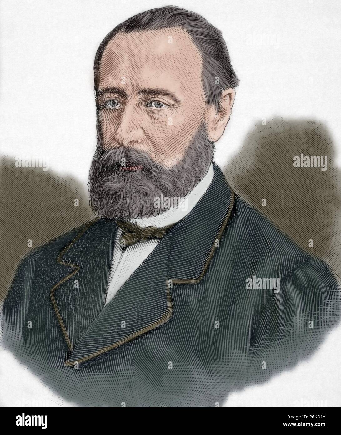 Mikhail Katkov (1818-1887). Russian journalist. Engraving by Kaeseberg ...