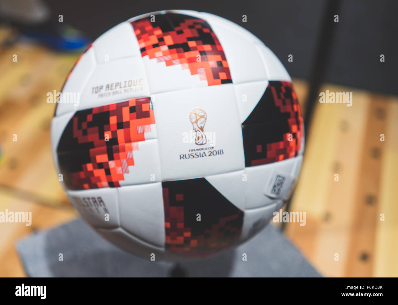 June 30, 2018. The official ball for the FIFA World Cup 2018 football  playoff games Adidas Telstar Mechta Stock Photo - Alamy