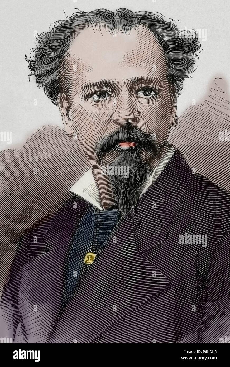 Juan Antonio Mateos Lozada (1831-1913). Playwright, novelist, poet and Mexican liberal politician. Engraving by A. Carretero. La Ilustracion Espanola y Americana, 1879. Colored. Stock Photo