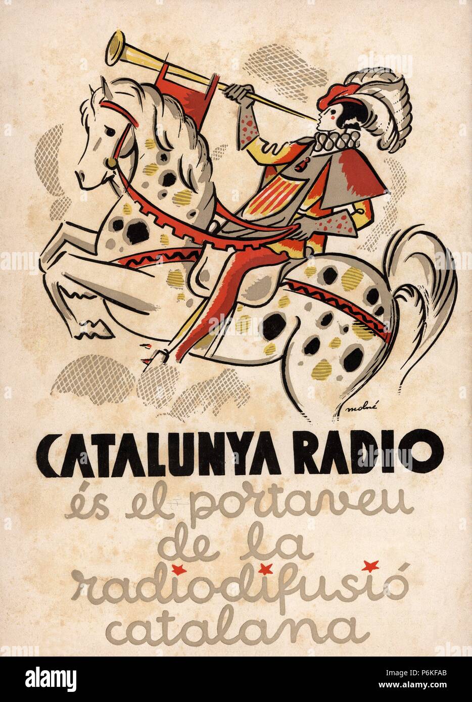 Cartel de Catalunya Ràdio, portavoz de la radiodifusión catalana. Año 1934  Stock Photo - Alamy