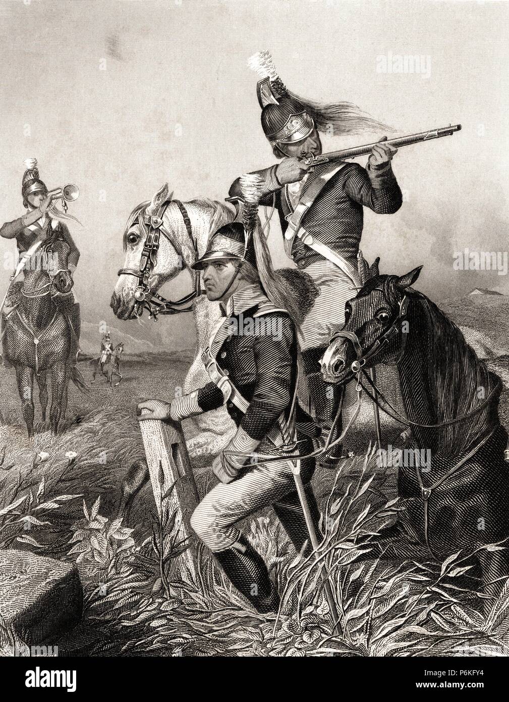Estados Unidos. Guerra de la independencia. Soldados de caballería en la  batalla de Guilford, en Carolina del Norte, el 15 de marzo de 1781 Stock  Photo - Alamy