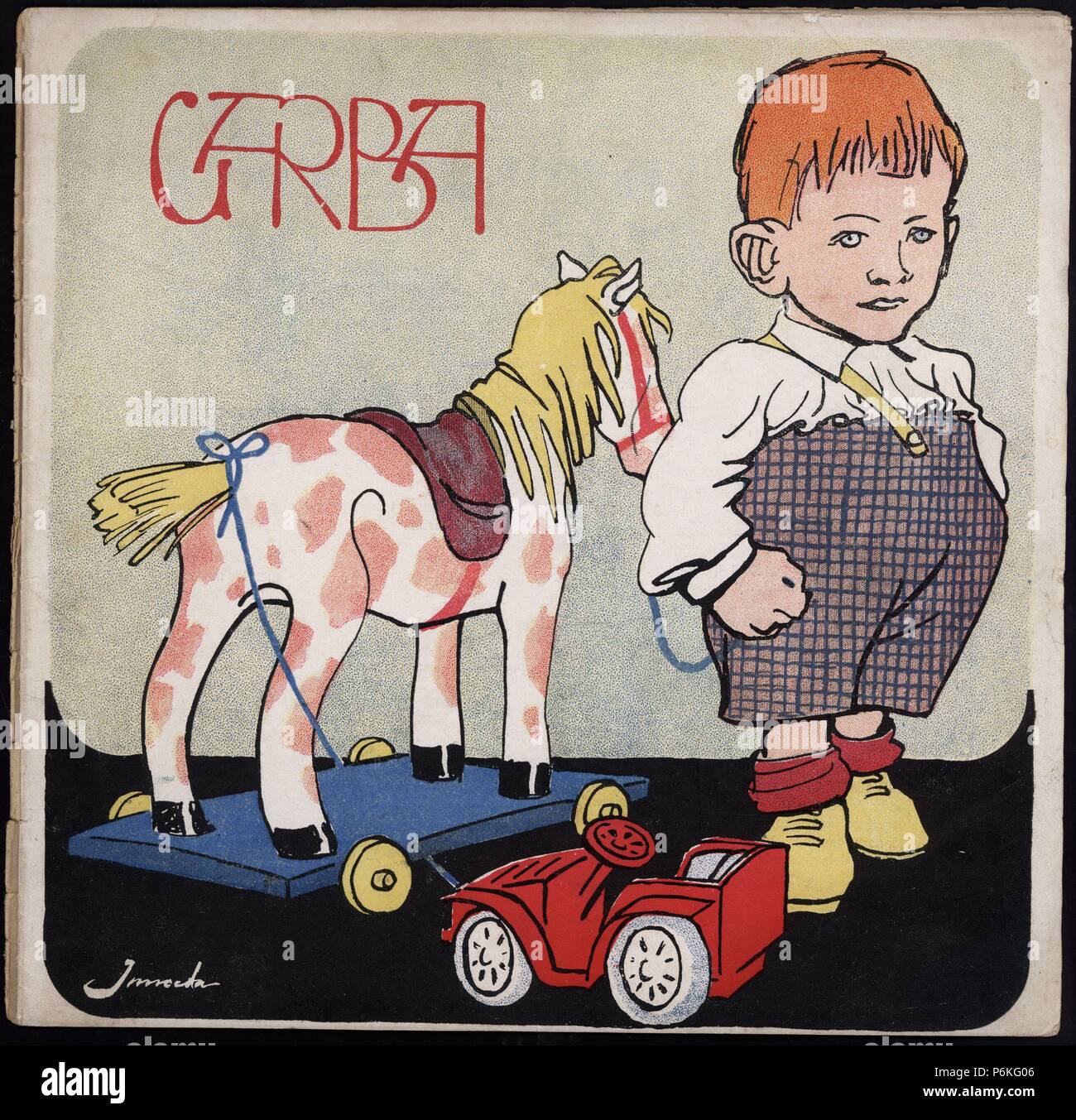 Portada de la revista literaria Garba, número 7, editada en Barcelona, enero de 1906. Dibujo de Junceda. Stock Photo
