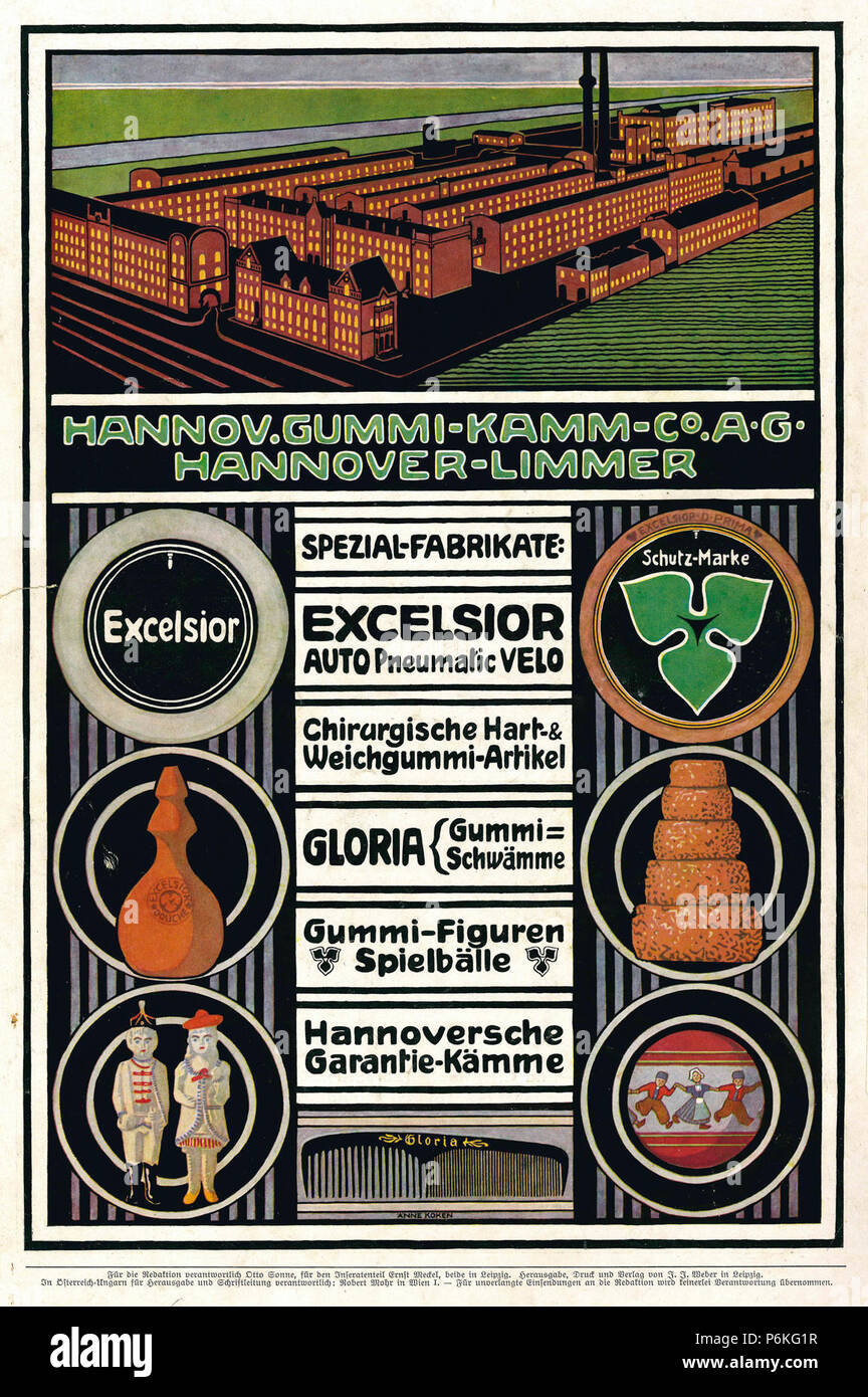 1911-04-20 Illustrirte Zeitung S. 0100 S. 066Hannoversche Gummi-Kamm Co. AG Hannover-Limmer Änne Koken. Stock Photo