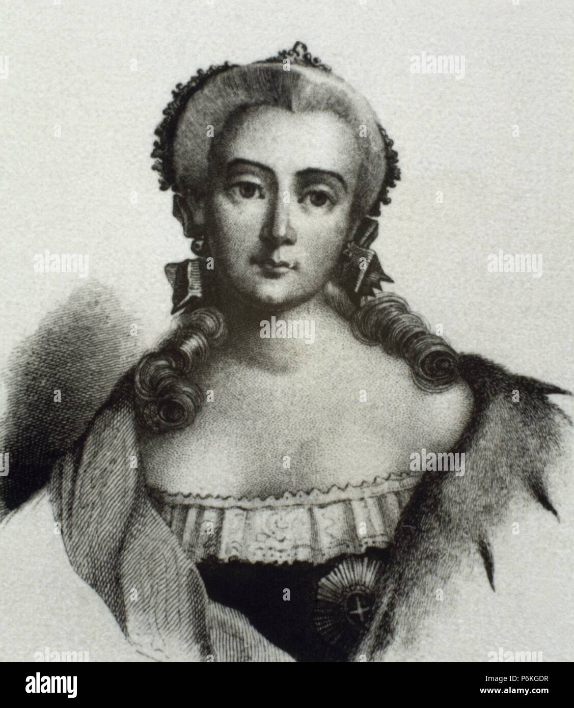 Elisabeth of Russia (1709-1762). Empress of Russia. House of Romanov. Portrait. Engrving. Stock Photo