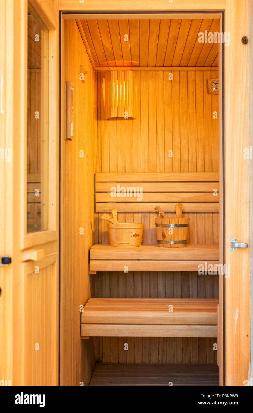 Wooden Sauna. Stock Photo