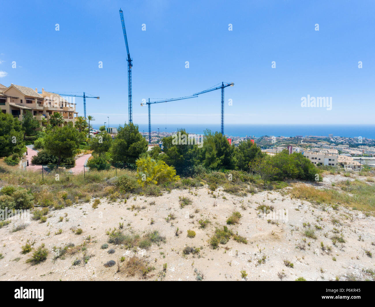 Real estate construction. Benalmadena costa, Malaga, Costa del Sol, Andalusia, Spain. Stock Photo