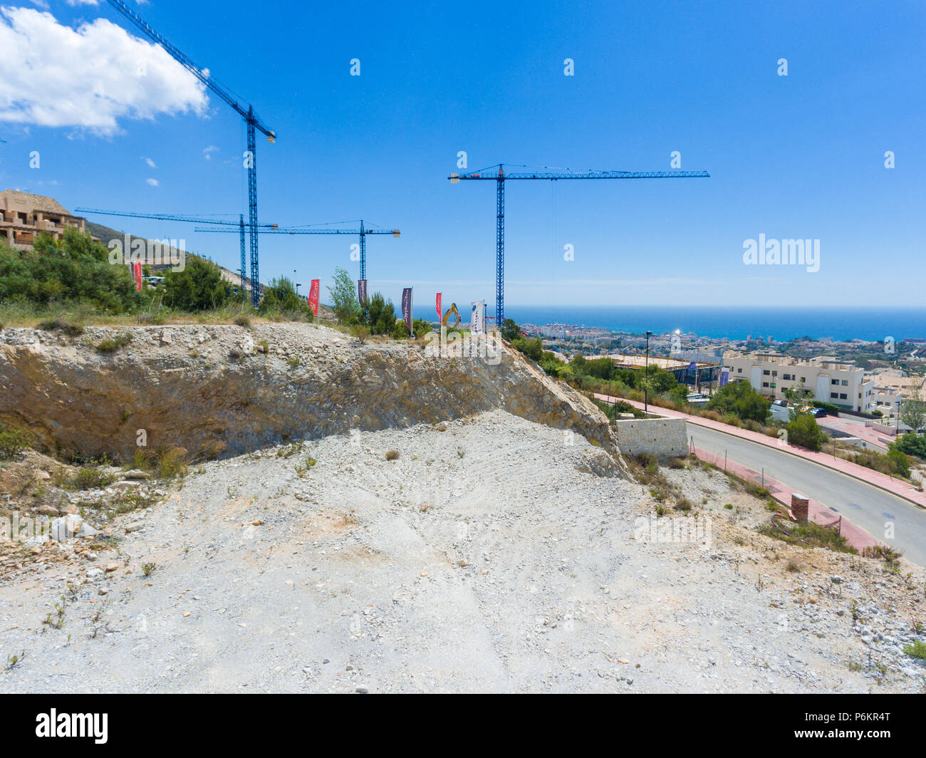 Real estate construction. Benalmadena costa, Malaga, Costa del Sol, Andalusia, Spain. Stock Photo