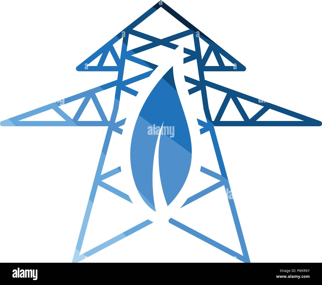 Electric tower leaf icon. Flat color design. Vector illustration. Stock Vector