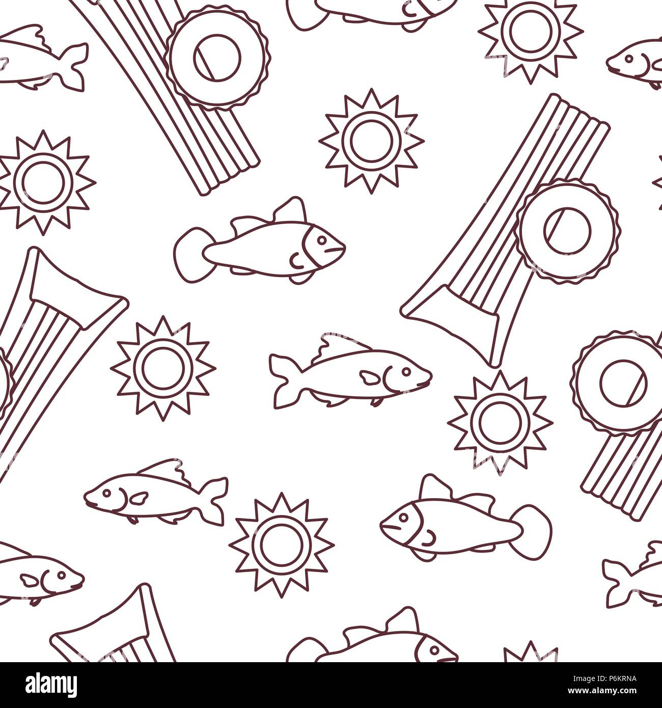 Seamless pattern with inflatable mattress, inflatable circle. Summer leisure. Stock Vector