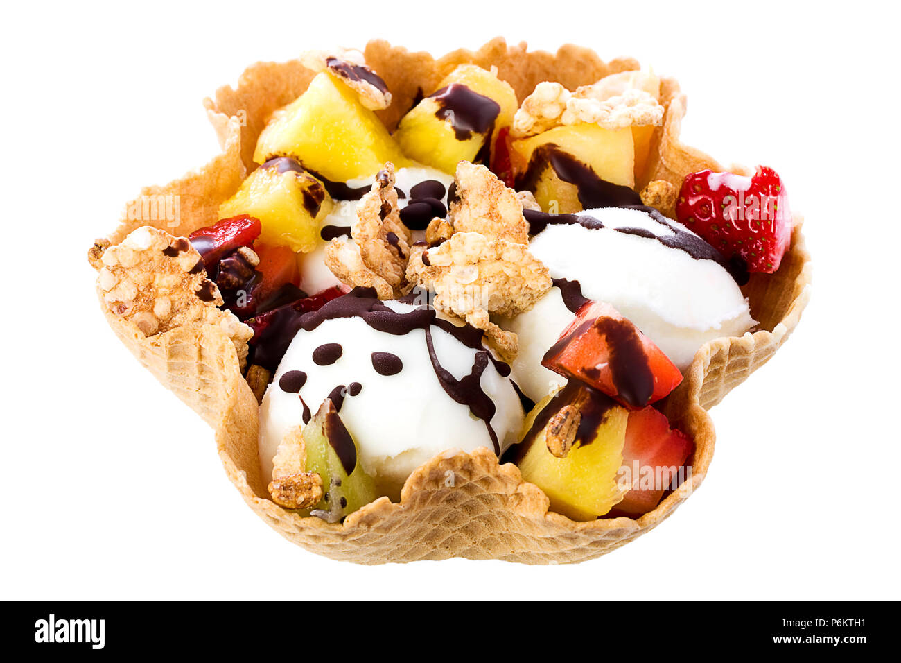 Milk Ice Cream in Waffle Bowl Stock Photo Alamy