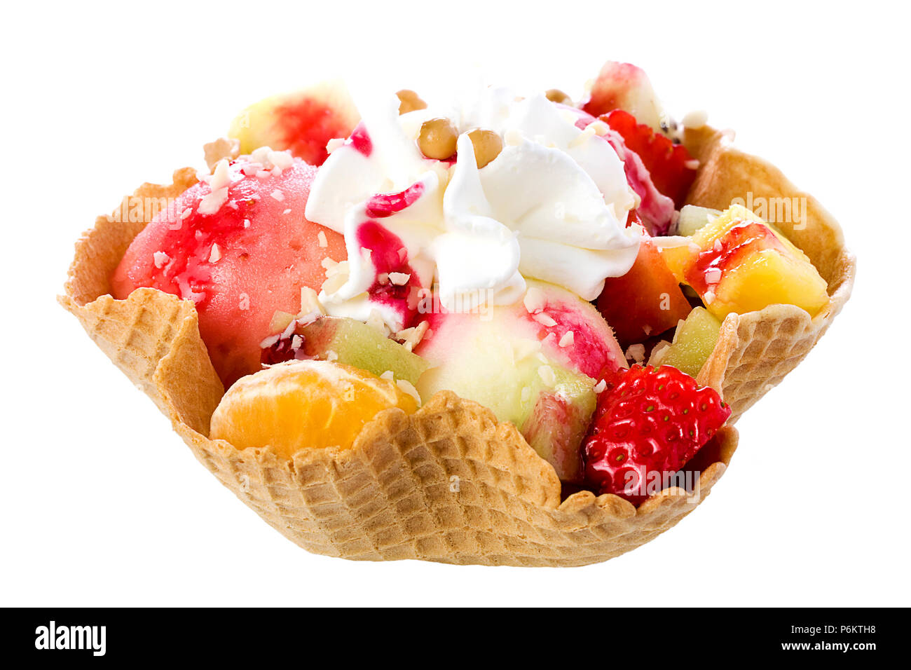 Fruits Ice Cream in Waffle Bowl Stock Photo Alamy