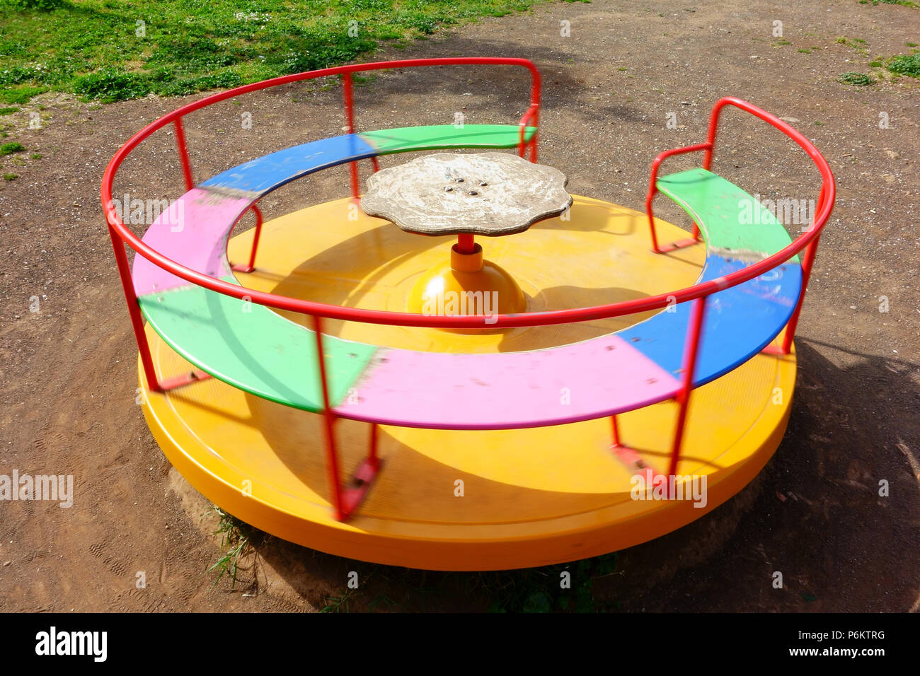 colorful carousel spinning round fast Stock Photo Alamy
