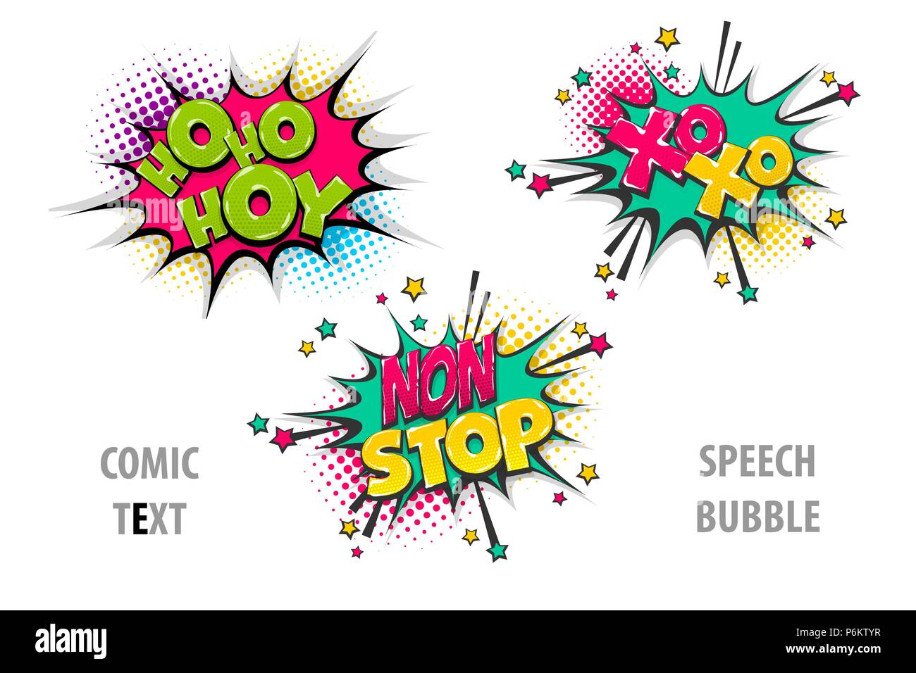 Set comic text speech bubble xoxo, hoho Stock Vector