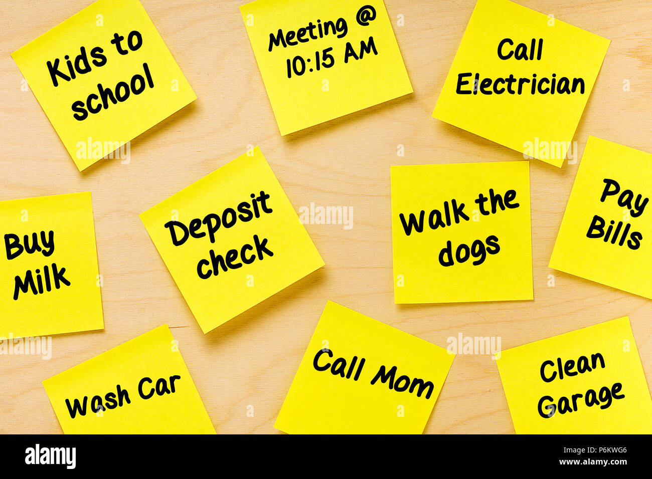 Things To Do Postits Memo for male tasks Stock Photo