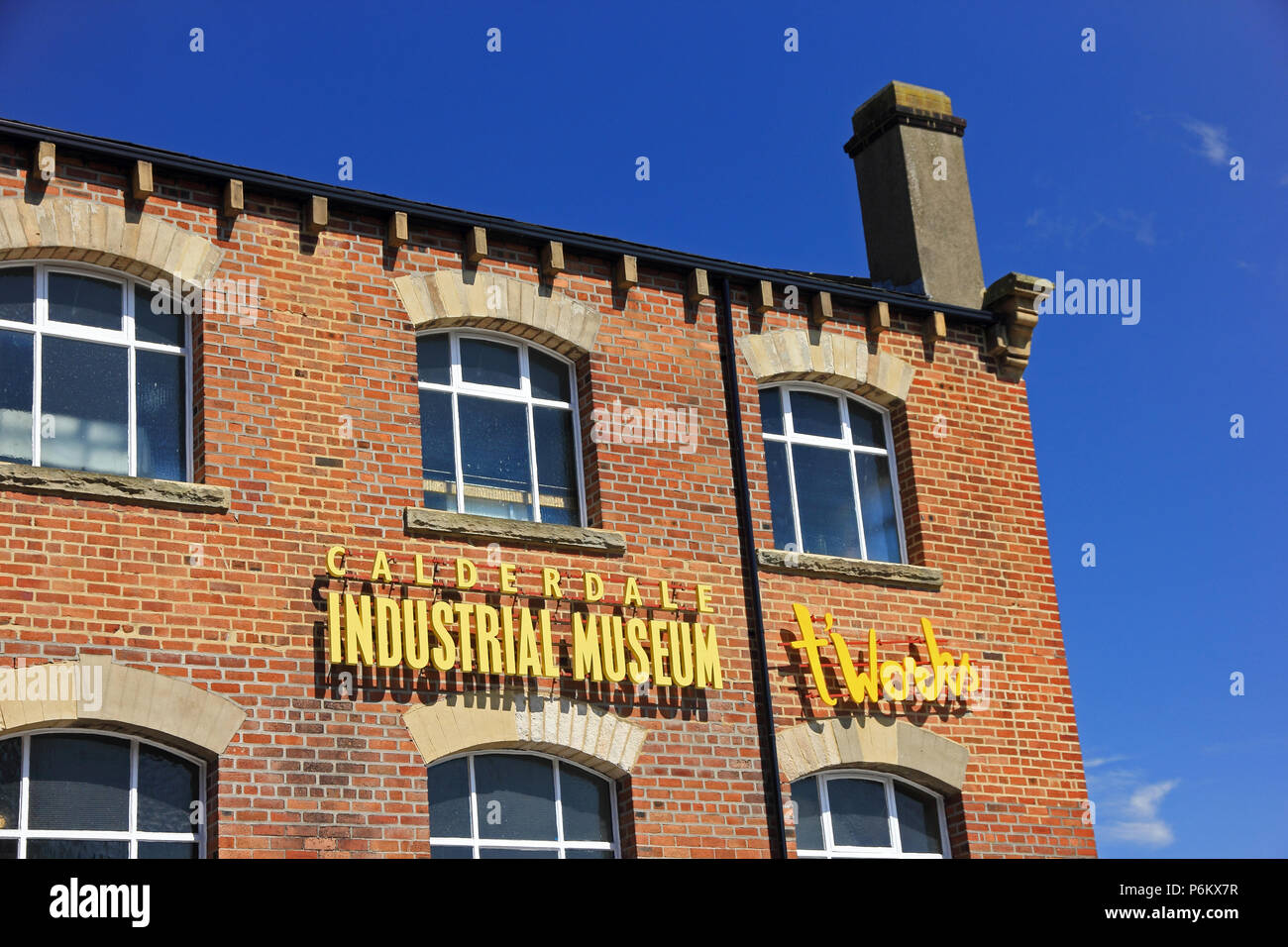 Signs over Calderdale Industrial Museum, Halifax, West Yorkshire Stock