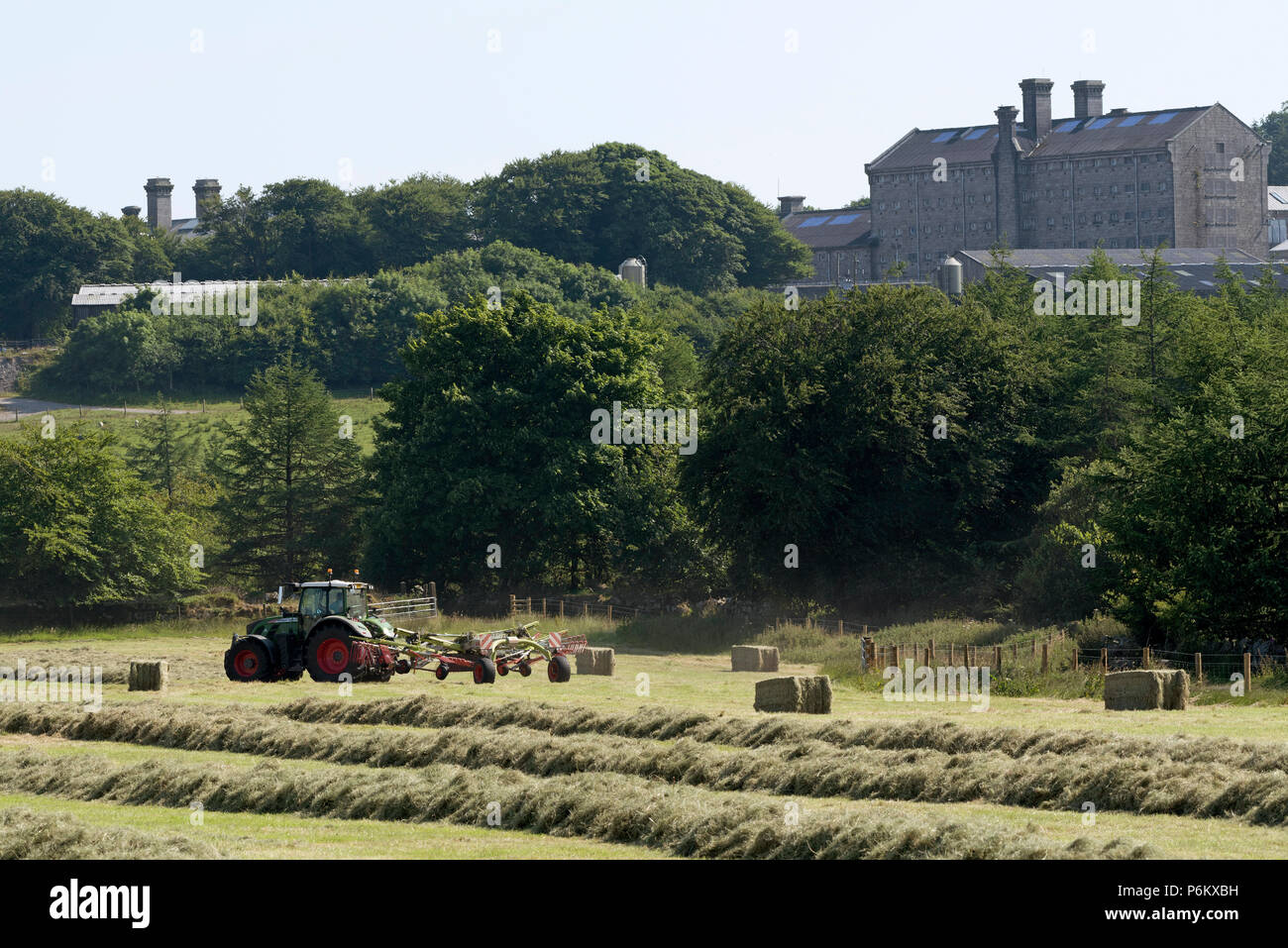 Dartmoor Prison, Dartmoor, Devon, England UK. Haymaking on a farm with