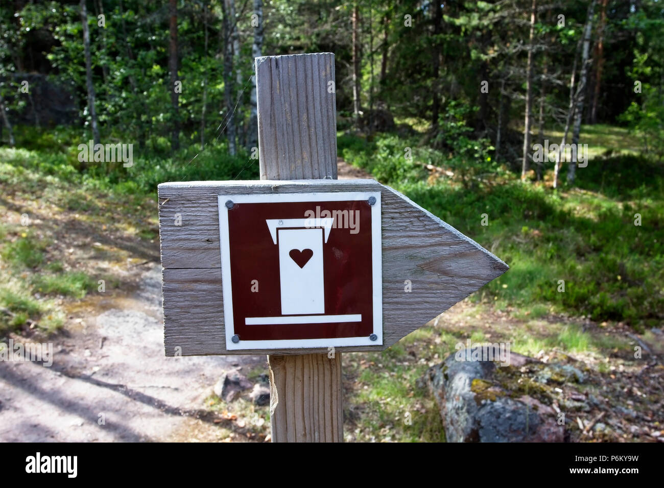 Toilet sign at Valkmusa National Park, Pyhtää Finland Stock Photo