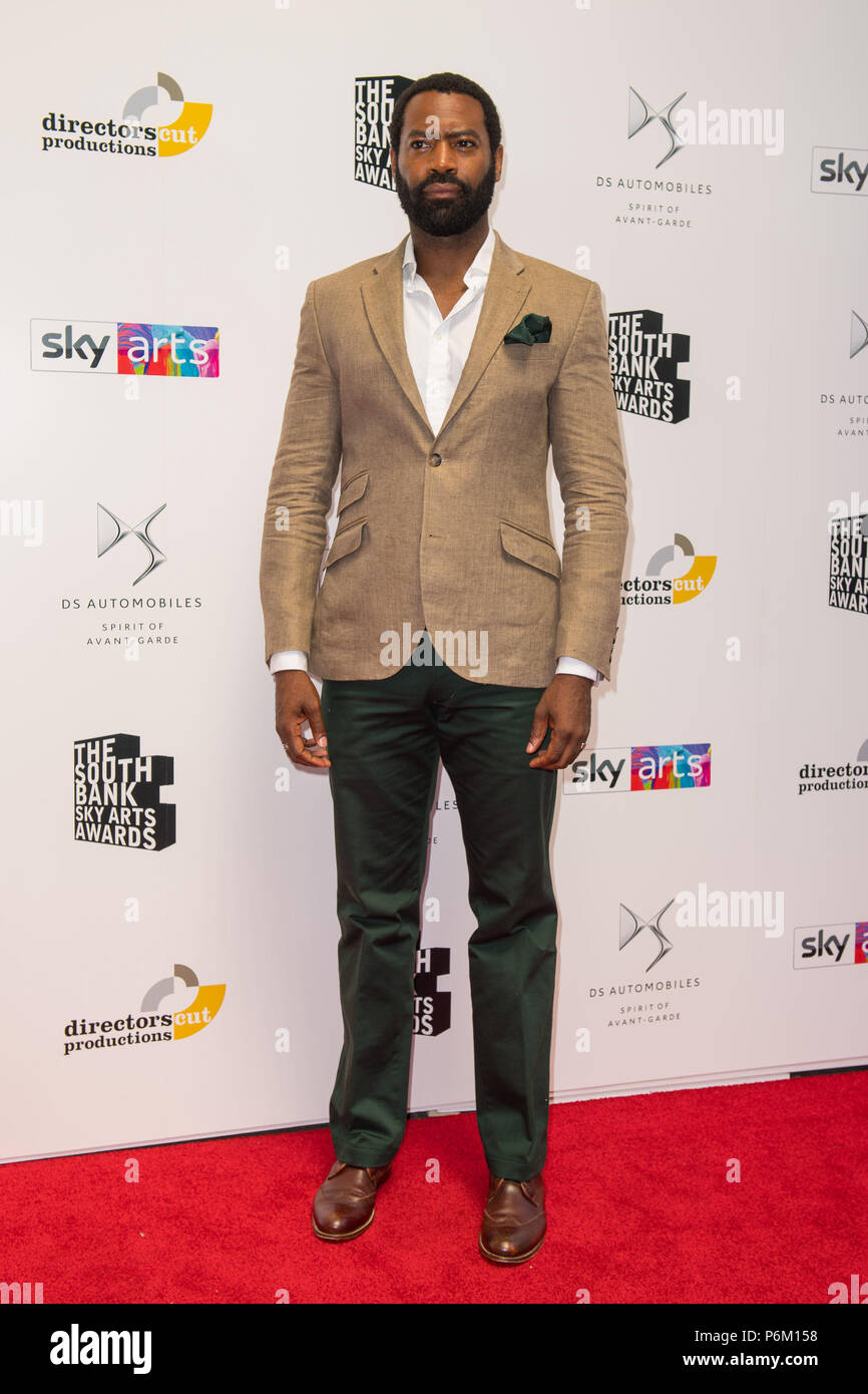Nicholas Pinnock arriving for the South Bank Sky Arts Awards at Savoy Hotel, central London. Stock Photo