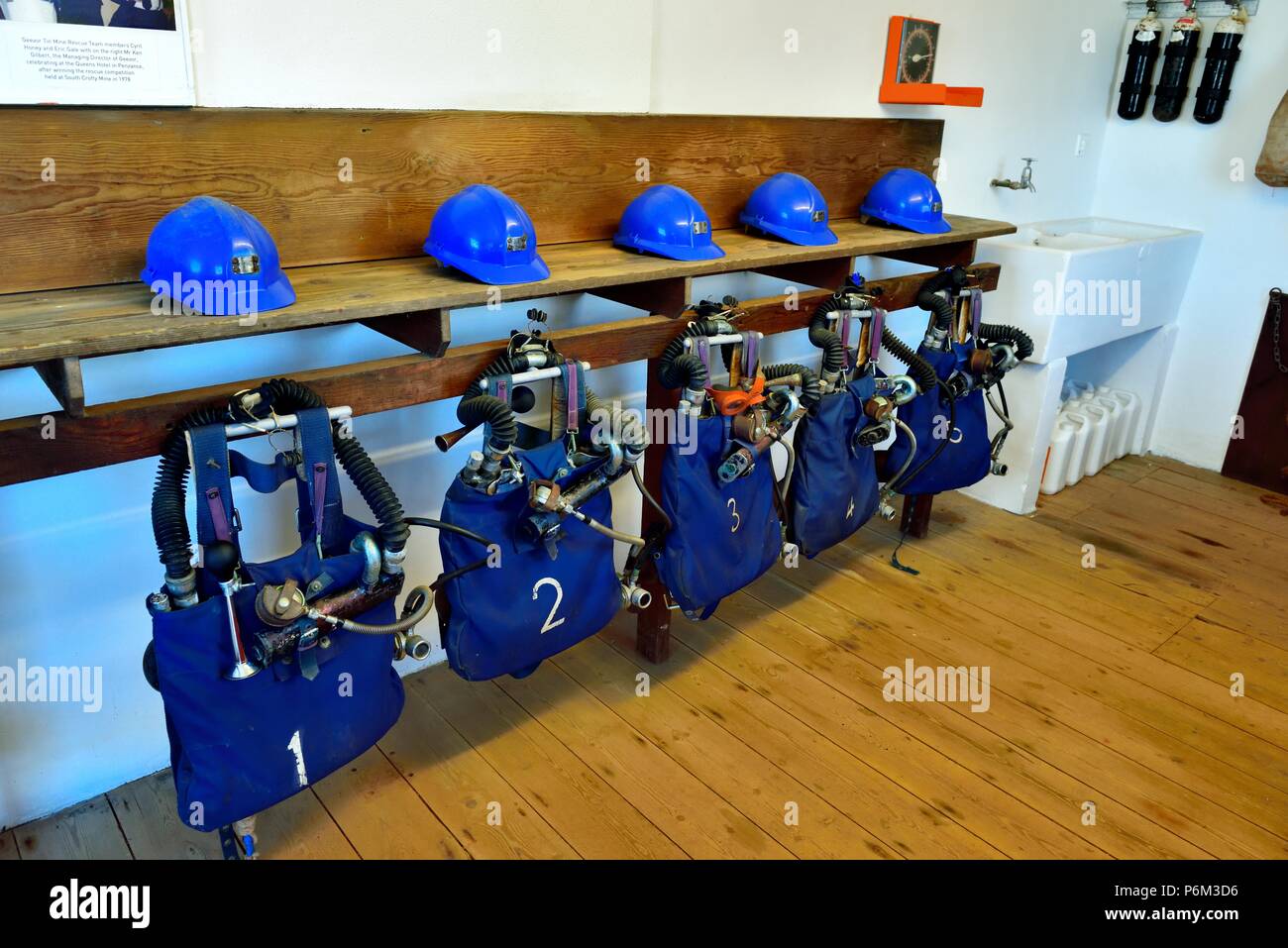 Mine rescue room,Geevor tin mine museum,Pendeen,West Penwith,Cornwall,England,UK, Stock Photo