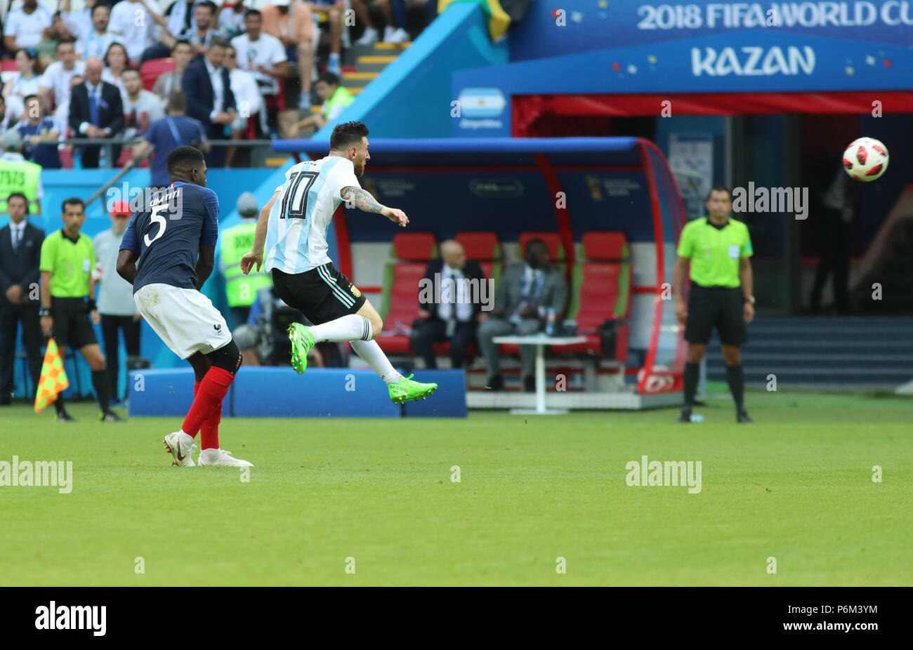 Kazan, Russia, June 30, 2018: Lionel MESSI in action During the first round of 16 were France and Argentina played out a world cup in which France 4 & Argentina 3  Argentina's campaign came to an end as France made a victory by 4-3.   Seshadri SUKUMAR Credit: Seshadri SUKUMAR/Alamy Live News Stock Photo
