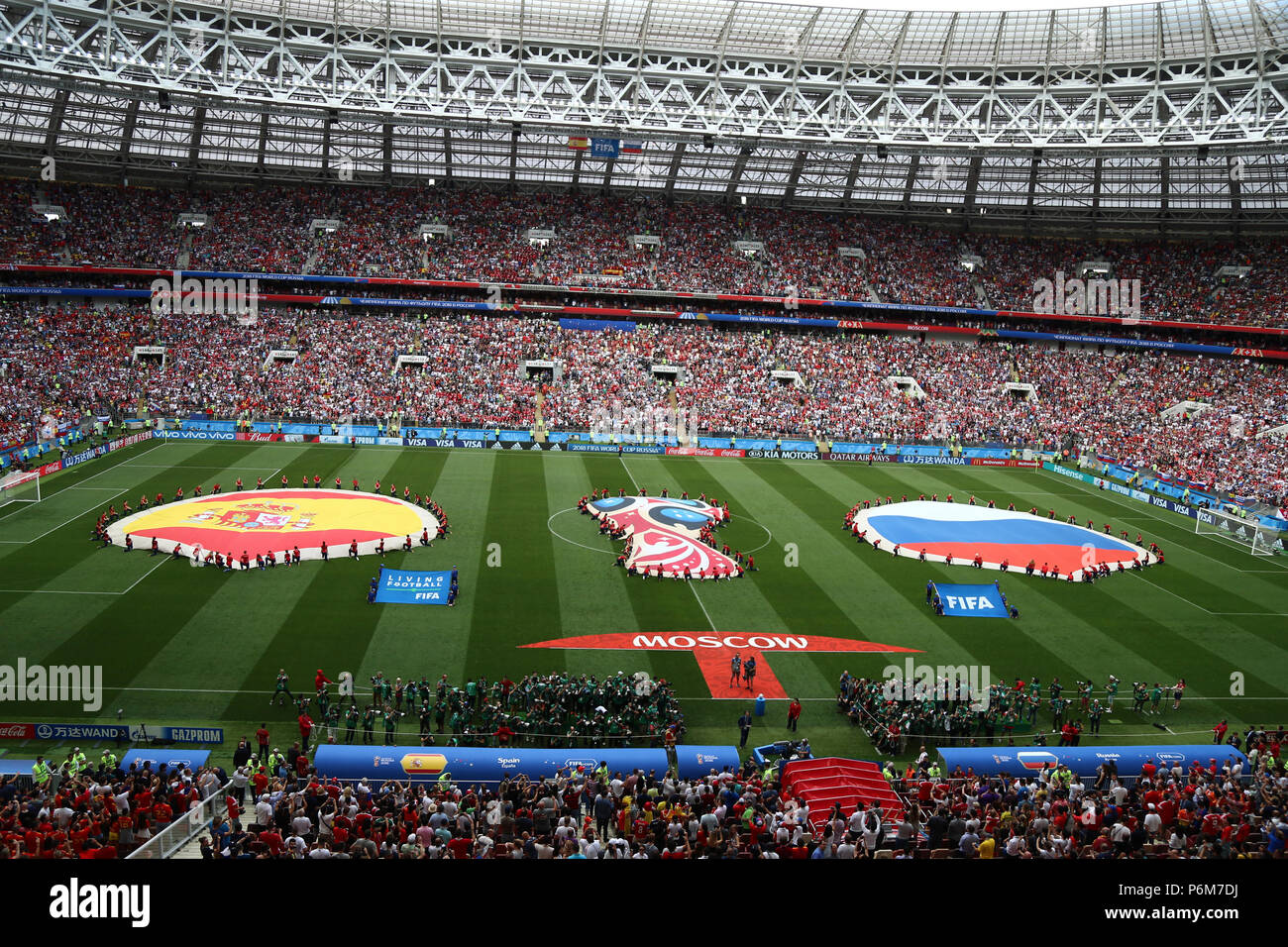 Luzhniki Stadium, Moscow, Russia. 1st July, 2018. FIFA World Cup Football,  Round of 16, Spain versus Russia; The teams take to the field Credit:  Action Plus Sports/Alamy Live News Stock Photo - Alamy