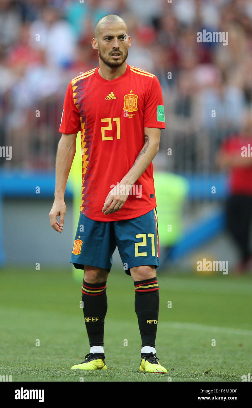 01.07.2018. MOSCOW, Russia:DAVID SILVA  in action during the Fifa World Cup Russia 2018, Eighths of final football match between SPAIN VS RUSSIA in Luzhniki Stadium in Moscow. Stock Photo