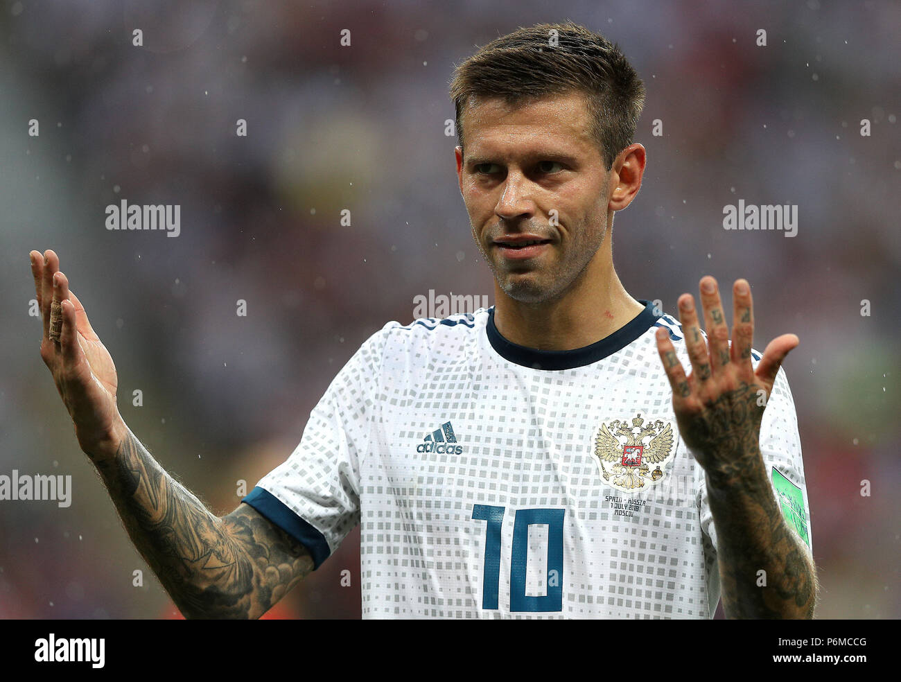 MOSCOU, MO - 01.07.2018: SPAIN VS RUSSIA - Fedor SMOLOV of Russia during the match between Spain and Russia, valid for the eighth-finals of the 2018 World Cup held at the Luzhniki Stadium in Moscow, Russia. (Photo: Rodolfo Buhrer/La Imagem/Fotoarena) Stock Photo