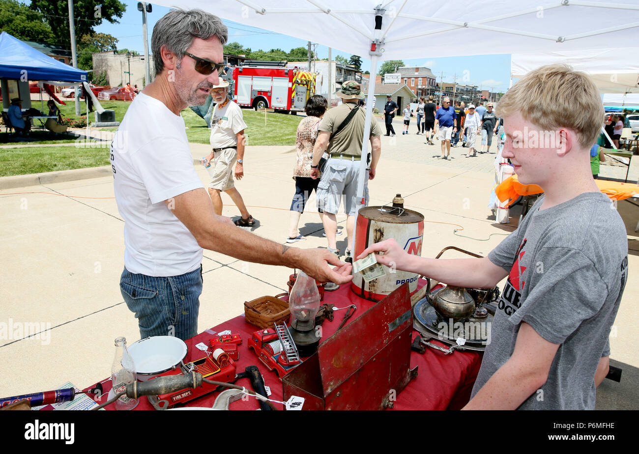 Le Claire, Iowa, USA. 30th June, 2018. Mike Wolfe from the History
