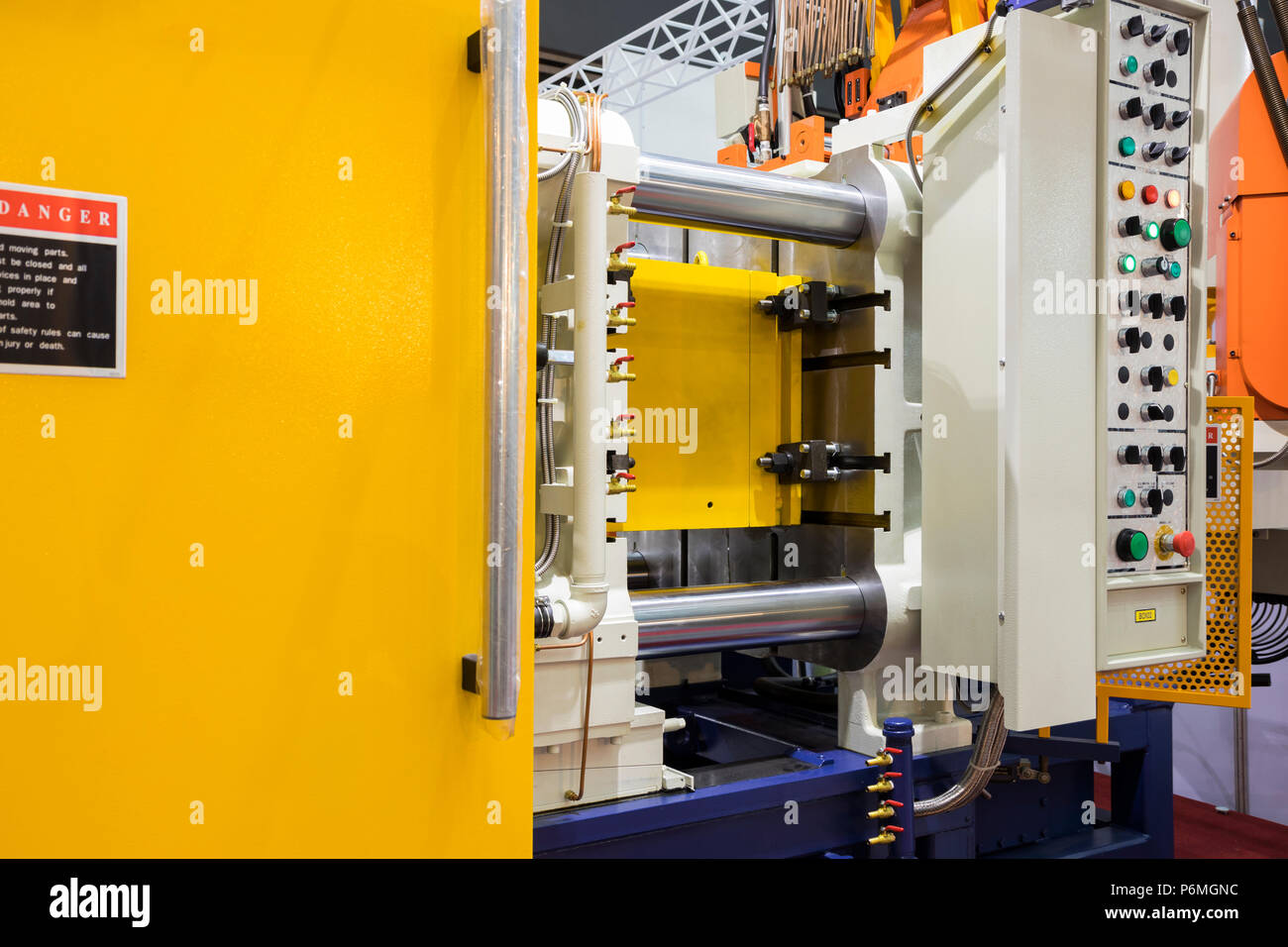 Detail of aluminum high pressure die casting machine Stock Photo