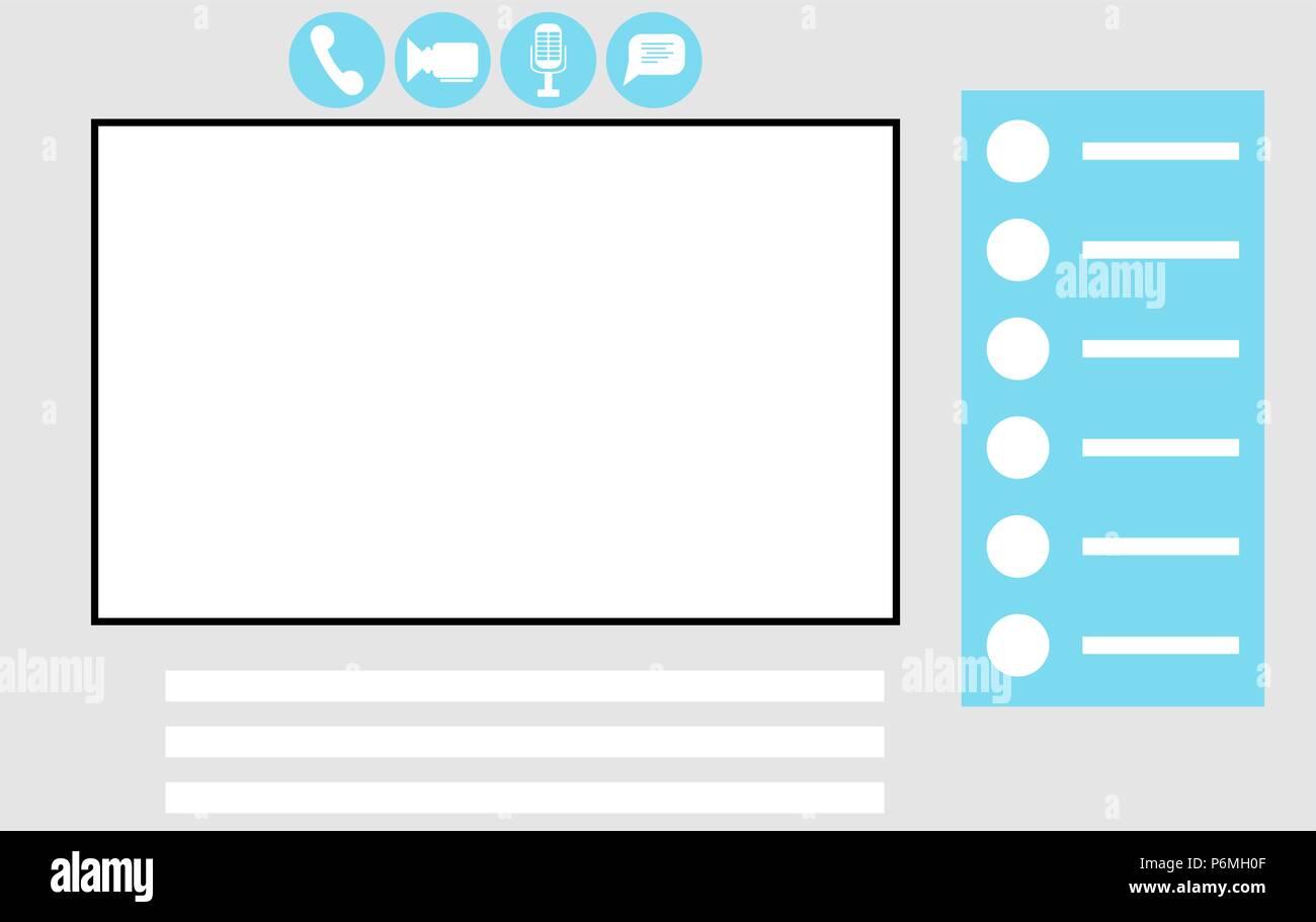 Interface for video call application. Window for screen from camera and symbol connection. Vector illustration Stock Vector