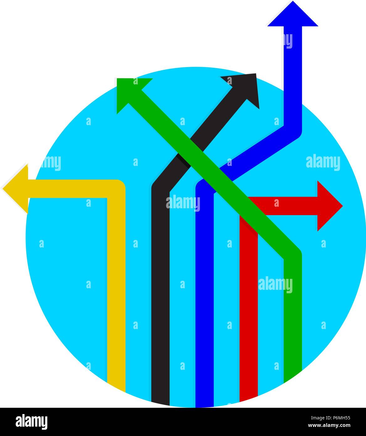 Business choice direction. Color arrow on various directs icon isolated ...