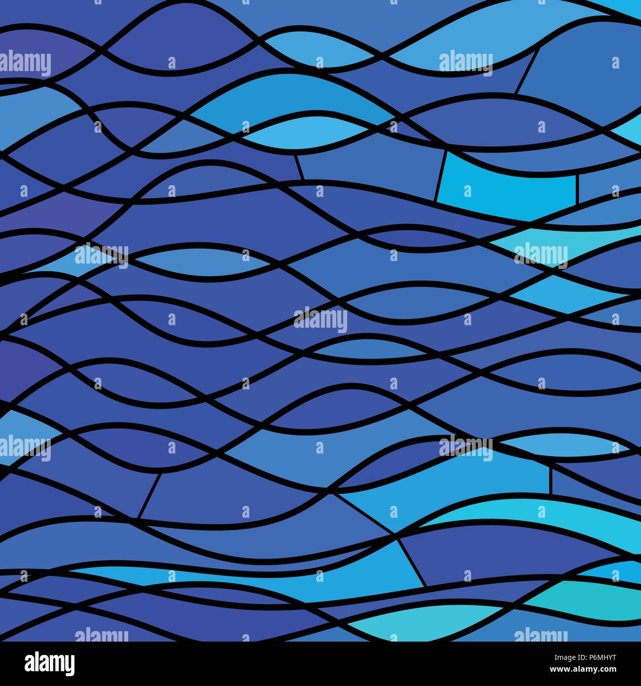abstract vector stained-glass mosaic background - blue waves Stock ...