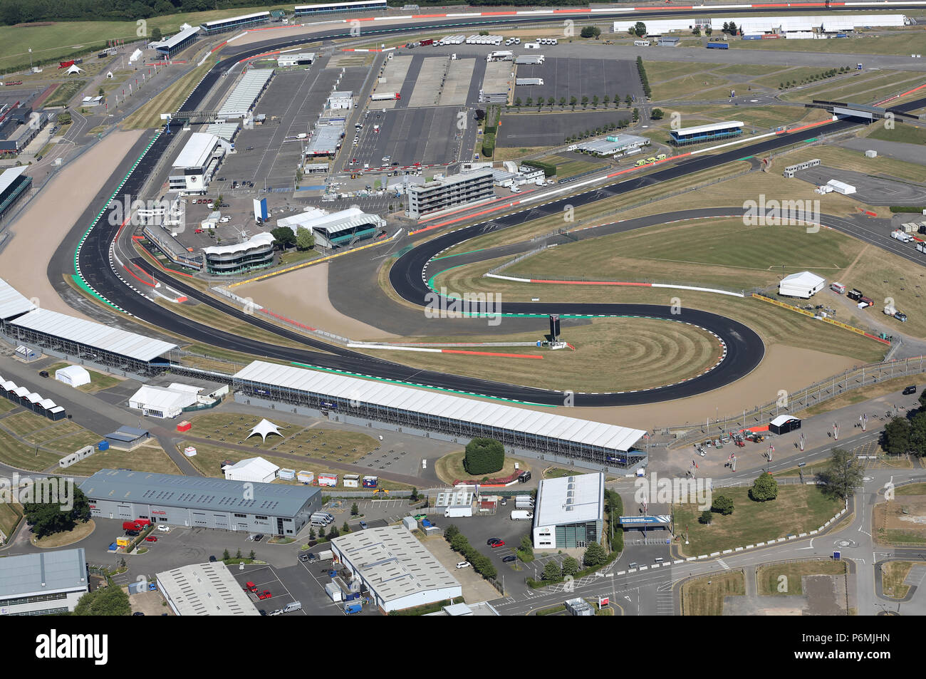 Aerial view of Silverstone Motor Racing Circuit, one week before the