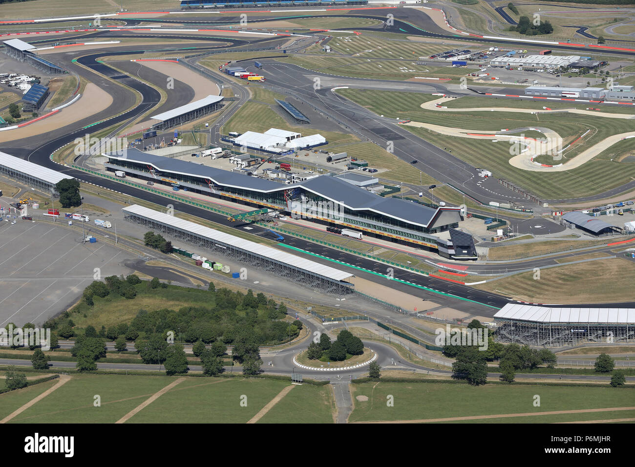 Aerial view of Silverstone Motor Racing Circuit, one week before the