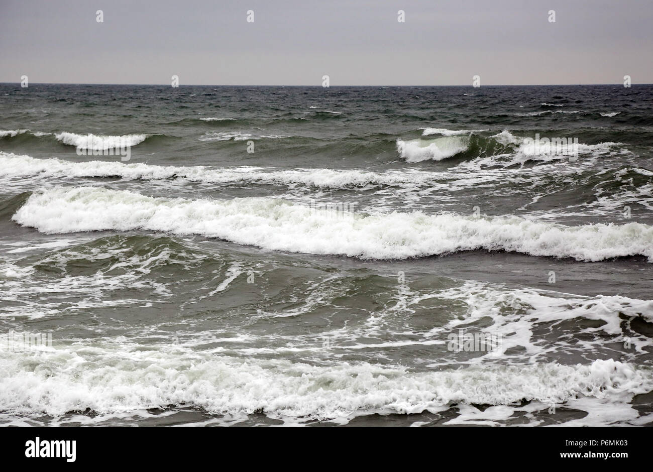 Warnemuende, swell on the Baltic Sea Stock Photo