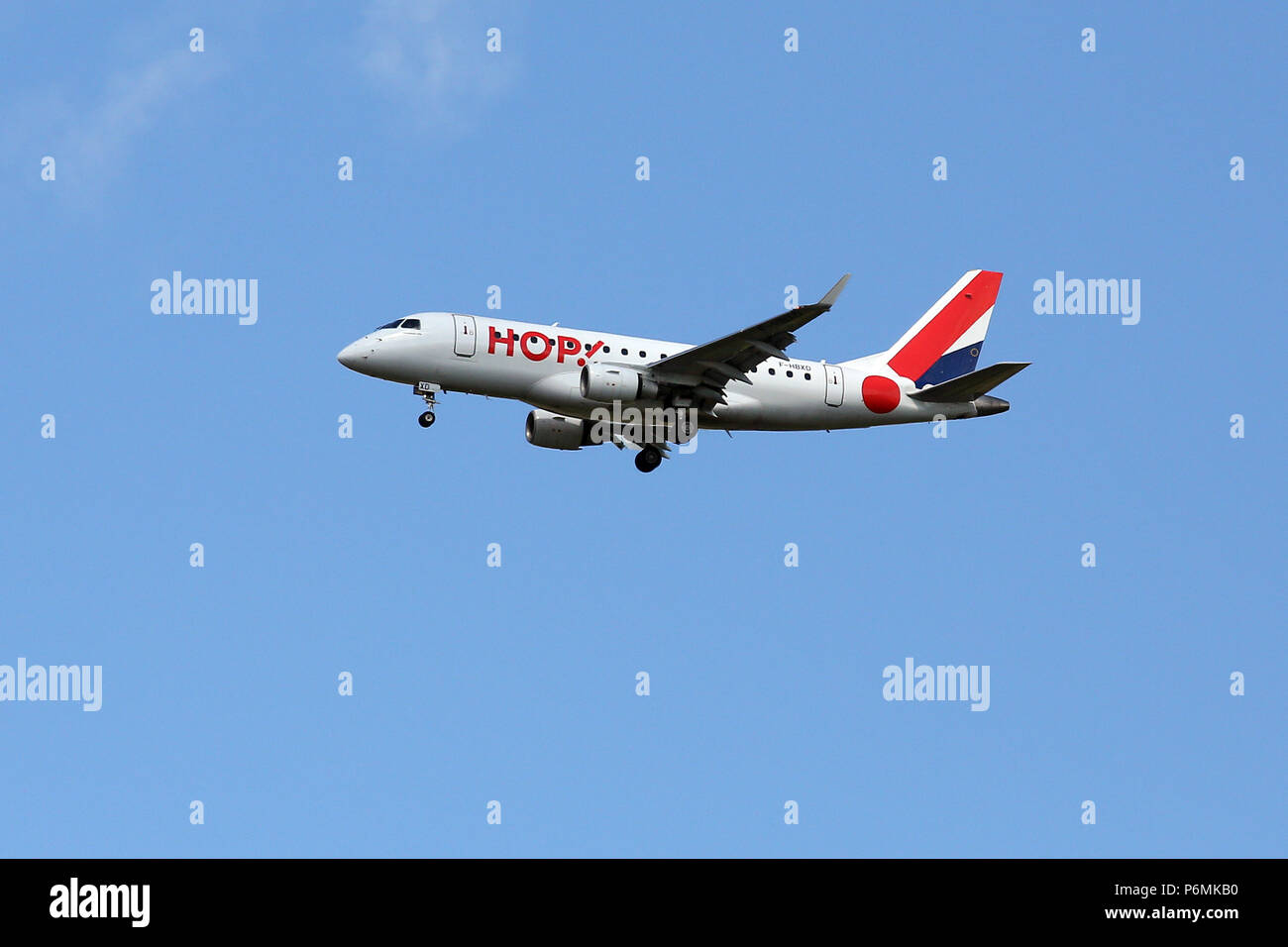 Hannover, Germany - Machine of the airline HOP! in the air Stock Photo