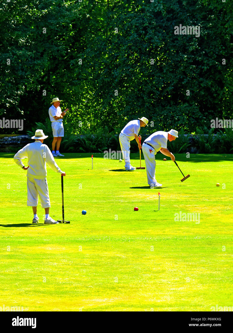 Belsay Hall Croquet Club match gentlemen players Stock Photo Alamy